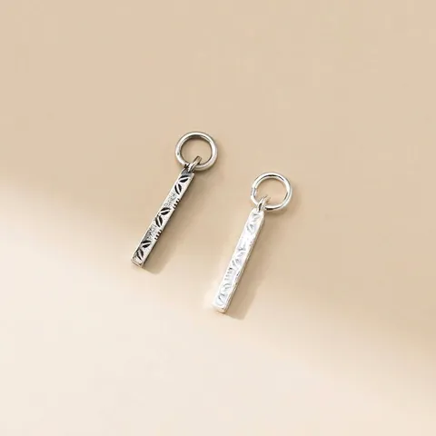 925 Sterlingsilber Stab Anhänger Vintage Oxidiert Thaisilber Blattmuster Charms Schmuckzubehör Für DIY Halskette Armband