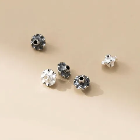 925 Sterling Silver Scalloped UFO Spacer Beads Vintage Thai Silver DIY Jewelry Making Beads For Bracelet Necklace Making