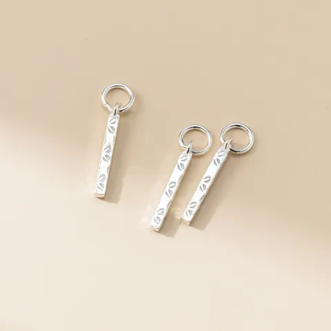 925 Sterlingsilber Stab Anhänger Vintage Oxidiert Thaisilber Blattmuster Charms Schmuckzubehör Für DIY Halskette Armband