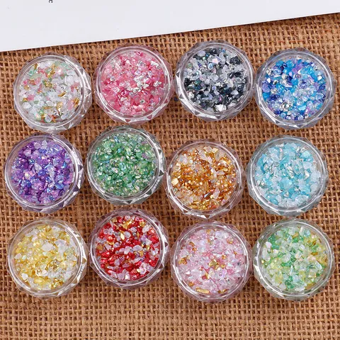 Holografisches Polarisiertes Glas Nagelkunst Bruchsteine Unregelmäßiger Schimmer DIY Maniküre Dekoration Für Handyhülle Nagelzubehör