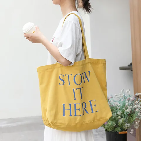 Dames Canvas Tote Tas Grote Capaciteit Koreaanse Stijl Casual Letter Print Schoudertas Handtas Student Shopping Tas