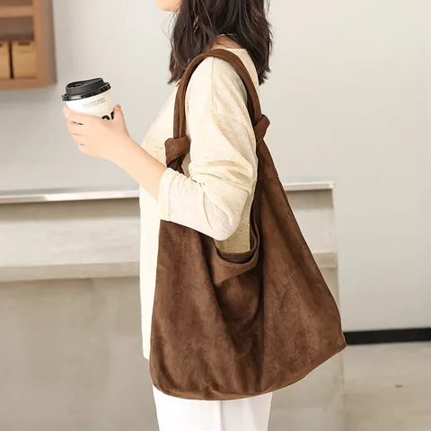Japanese Style Knot Synthetic Suede Underarm Bag Large Capacity Minimalist Hobo Shoulder Bag Casual Tote Bag Daily Office