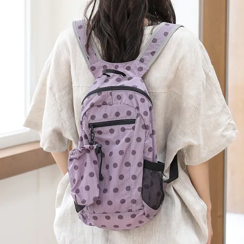 Korean Style Women Polka Dot Nylon Backpack Casual Fashion Large Capacity Student School Bag With Mesh Side Pockets Daily Travel