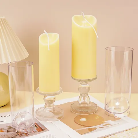 Acrylic Pillar Candle Mold DIY Scented Candle Making Mold Creative Slanted Wave Top Design Plastic Cylinder Resin Craft Tool