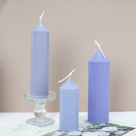 Striped Pillar Candle Mold Church Spire Cylindrical Plastic PC Acrylic DIY Scented Candle Making Molds For Crafting Home Decor