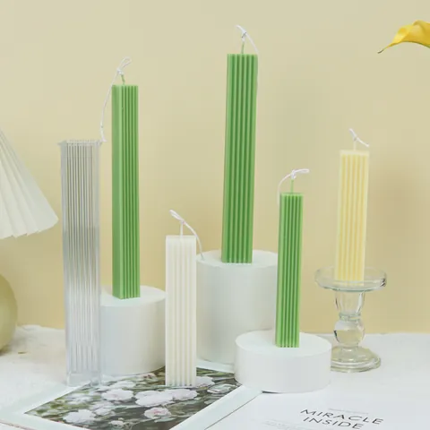 Molde Para Velas De Pilar Rectangular De Rayas Finas Policarbonato Acrílico Plástico DIY Vela De Aromaterapia Hecha a Mano