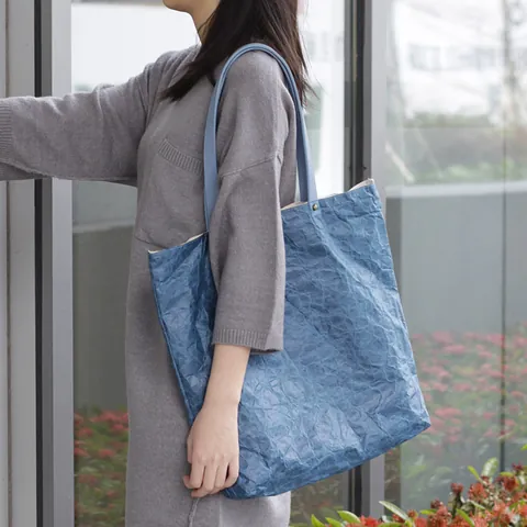 Retro DuPont Kraft Paper Tote Bag For Women Vintage Wrinkled Shoulder Bag Large Capacity Casual Foldable Handbag