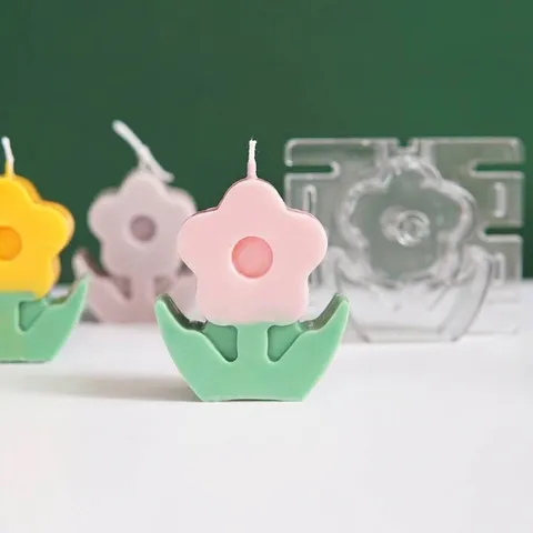 Stampo per Candele in Acrilico a Forma di Fiore Stampo in Plastica Trasparente in Due Pezzi per Candele Artigianali Fai da Te Decorazione Casa