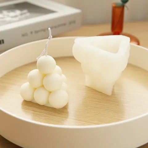 Stampo in Silicone Geometrico a Piramide a Nove Sfere Per Produzione di Candele Aromaterapiche Fai da Te Stile Ins
