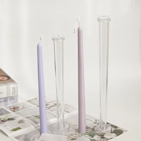 Clear Tapered Candle Mold For DIY Scented Candle Making PC Plastic Acrylic Long Taper Candle Mold Semi Round Head Design Craft Supply