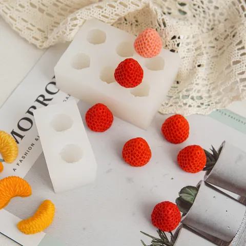 Strawberry Silicone Mold For Candle Making Handmade Resin Casting Chocolate Realistic Fruit Pattern DIY Craft Bakeware