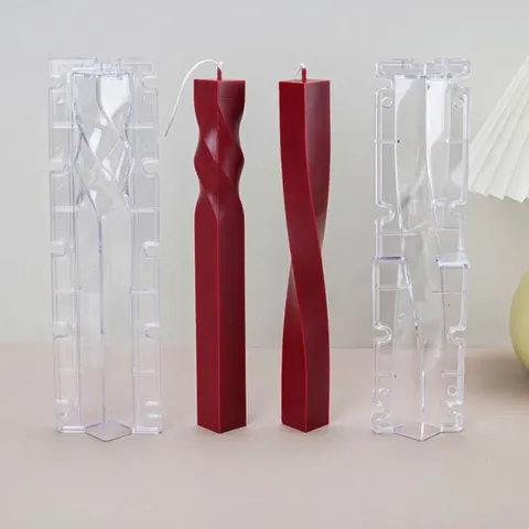 Square Spiral Twisted Column Candle Mold PC Acrylic Plastic Geometric Aromatherapy Candle Making Tool DIY Handmade Craft Mold