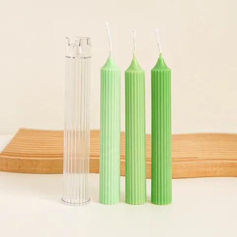 Acrylic Spire Pillar Candle Mold Ribbed Striped Church Candle DIY Plastic Aromatherapy Wax Candle Making Mold Craft Tool