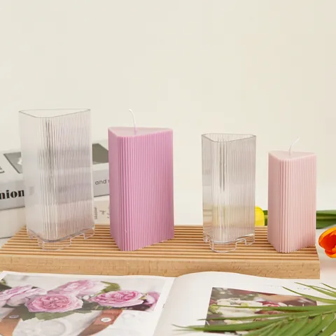 Geometric Triangular Vertical Striped Candle Mold PC Plastic Fine Tooth Ribbed DIY Handmade Aromatherapy Candle Making Tool