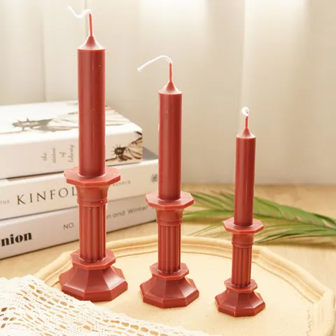 Octagonal Tower Pillar Candle Mold For DIY Candle Making Transparent Plastic PC Mold Two Piece Columnar Candlestick Shape Craft Tool