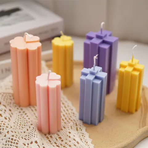Stampo per Candele a Pilastro Geometrico a Forma di Trifoglio in Policarbonato Trasparente Fai da te Candele Profumate