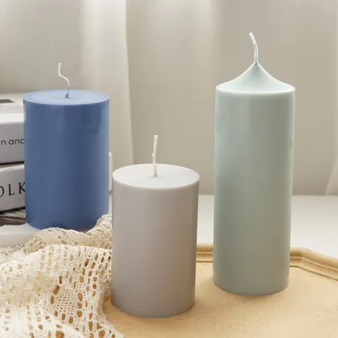 Diy Aromatherapy Candle Mold Transparent Plastic PC Cylindrical Geometric Peak Church Top Candle Making Mold For Home Craft