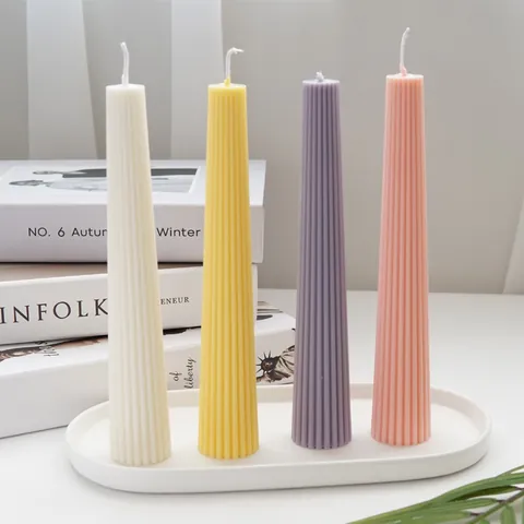 Gerippte Säule Kerzenform Kunststoff Konische Säule Kerzenherstellung Werkzeug Feinzahn Design DIY Aroma Wachs Bastelform