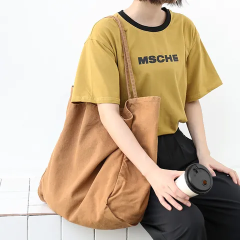 Vintage Gewassen Canvas Tote Bag Voor Vrouwen Grote Capaciteit Retro Mori Stijl Effen Kleur Schoudertas Casual Literaire Handtas