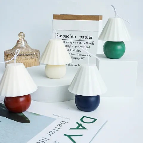 Stampo per Candele a Forma di Lampada da Tavolo Stile INS Coreano Stampo per Candele Aromaterapia Pieghettato per Decorazioni Fai da Te