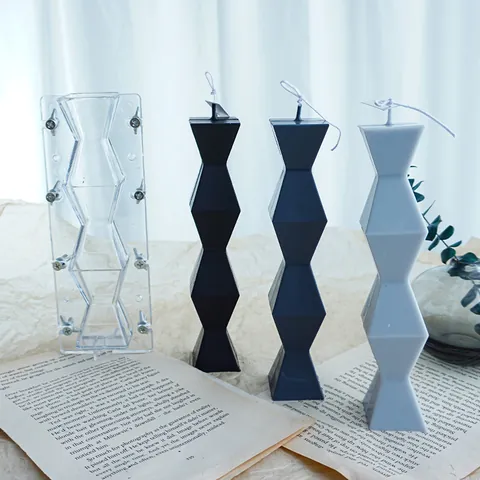 Geometric Endless Pillar Candle Mold Nordic Abstract Style Plastic DIY Candle Making Tool For Home Craft Bakery Decor