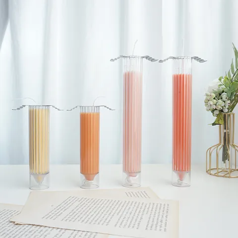 Ribbed Pillar Candle Mold Geometric Pointed Top Plastic Mold For Scented Candle Making DIY Handmade Candle Craft Supplies Home Ornament