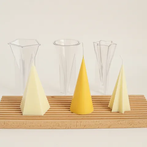 Handmade Geometric Candle Mold PC Plastic DIY Crafting Tool Cone Pentagonal Hexagonal Star Pyramid Shape Candle Making Mold