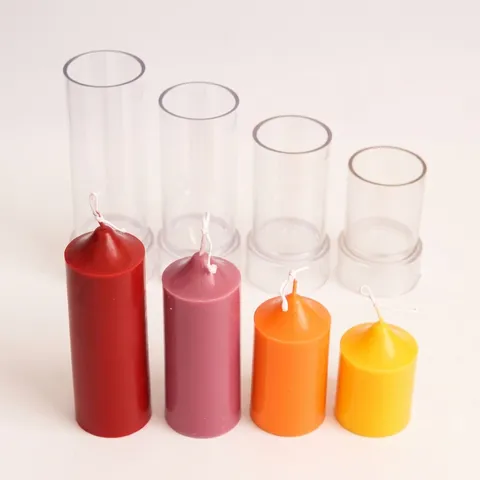 Church Top Pointed Cylinder Candle Mold Transparent DIY Aromatherapy Candle Making Tool Plastic Pillar Candle Holder Mold