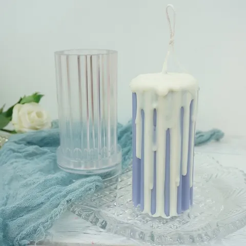 Stampo per Candele in Plastica Fai-da-Te Cilindrico a Costine con Texture a Strisce Verticali Strumento per Candele Profumate Decorazione Casa