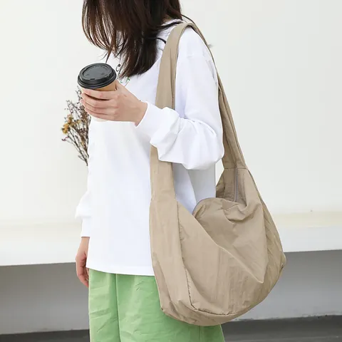 Korean Style Nylon Shoulder Bag For Women Solid Color Simple Fashion Large Capacity Crossbody Bag Casual Hobo Bag Daily Bag