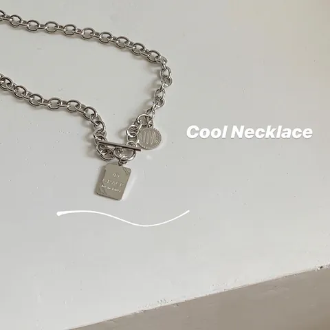 Hip Hop Titanium Steel Double Pendant Necklace For Women Men Silver Chunky Link Chain OT Buckle Toggle Clasp Necklace With Love Grace Engraved Tag Street Style Jewelry