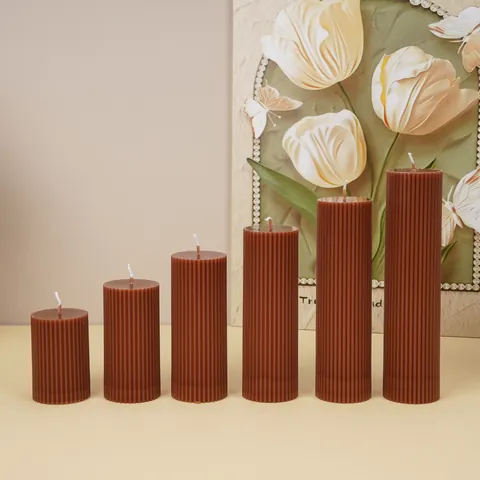 Fine Ribbed Cylindrical Candle Mold Transparent PC Plastic Acrylic Candle Making Tool For DIY Handmade Aromatherapy Pillars Ribbed Cylinder Mold