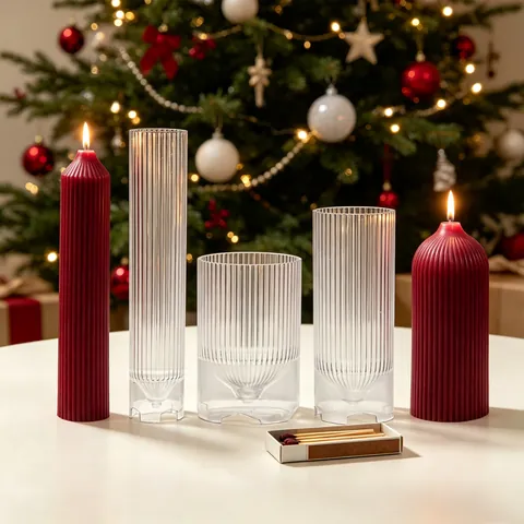 Vertical Fluted Dome Candle Molds For DIY Scented Candle Making Geometric Ribbed Half Round Ball Polycarbonate Plastic Mold