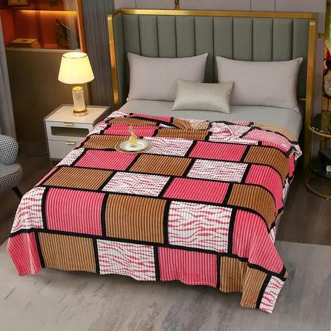 Manta Suave de Franela a Cuadros para Cama Sofá Oficina Ligera Cálida Cómoda Patrón de Rayas Manta de Forro Polar para Todas las Estaciones