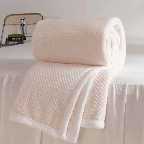 Manta Moderna de Terciopelo de Leche y Franela Engrosada Rejilla de Piña Suave Cálida Color Sólido Textura de Gofre para Cama Sofá Oficina