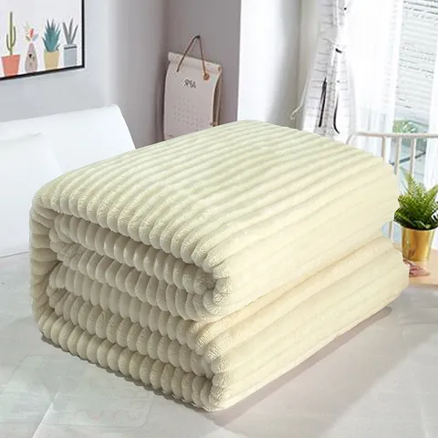 Flanell Fleece Decke Einfarbig Weich Warm Gestreift Überwurf Decke Für Couch Bett Sofa Büro Reise Alle Saison Gemütliche Plüsch Decken