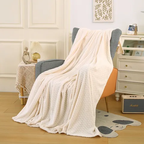 Morbida Coperta Jacquard in Flanella Tinta Unita in Pile di Corallo per Divano Letto Pisolino Coperta Decorativa per la Casa Calda e Confortevole