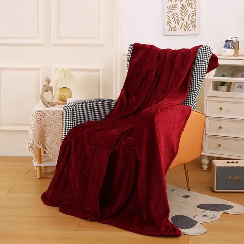 Morbida Coperta Jacquard in Flanella Tinta Unita in Pile di Corallo per Divano Letto Pisolino Coperta Decorativa per la Casa Calda e Confortevole