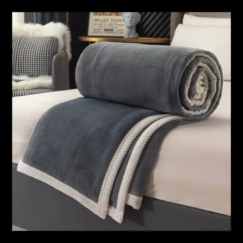 Nordic Solid Color Milk Velvet Blanket Soft Thickened Flannel Throw For Sofa Bed Office Nap Winter Warm Bedding Decor Women Men