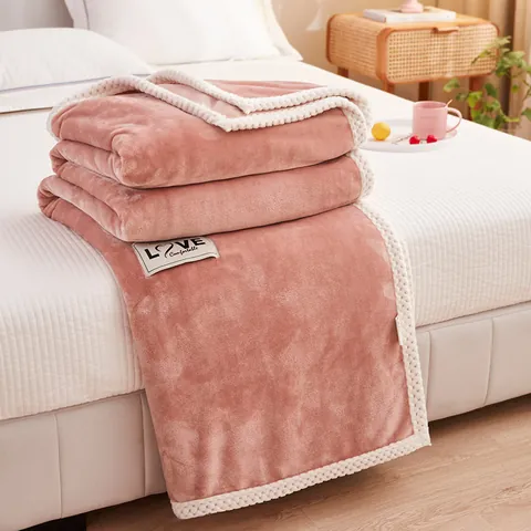 Thickened Double Layer Milk Velvet Blanket Soft Warm Flannel Fleece Throw For Sofa Bed Modern Minimalist Solid Color Home Bedding Decor