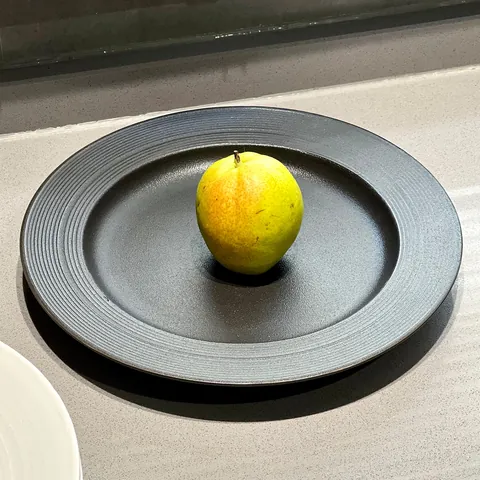 Assiette Plate En Céramique Minimaliste Moderne Finition Mate Texture De Spirale Rond Plat Service Pour Steak Pâtisserie Restaurant Maison Vaisselle