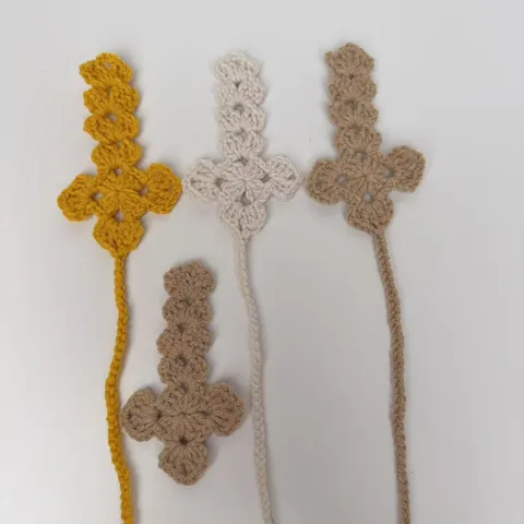 Handgemaakte Gehaakte 3D Kruis Bladwijzer Tasbedeltje Gordijnophouder Katoenen Draad Handgeweven Kruis Hanger Religieus Cadeau