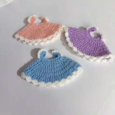 Handmade Crochet Doll Clothes Princess Dress For 20cm Cotton Doll Plush Toy Bunny Ear Knit Clothes Doll Accessories