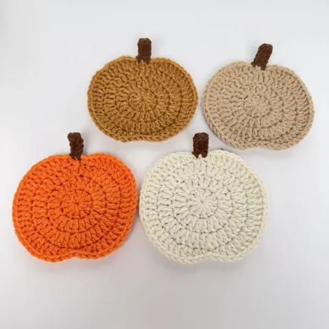 Handmade Crocheted Pumpkin Coaster Halloween Table Decoration Polyester Knitted Mug Mat Heat Resistant Cup Pad Home Decor