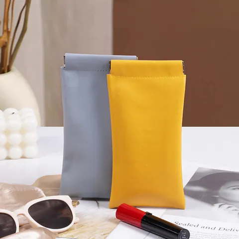 Funda Portátil de Cuero Sintético para Gafas de Sol Cierre Automático Bolsa de Almacenamiento Suave para Gafas Estuche Delgado Protector para Viajes Unisex