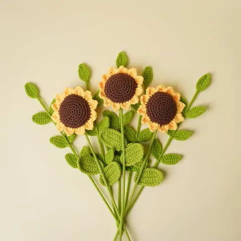 Handgemaakte Gehaakte Eucalyptusblad Kunstbloem Garen Gebreid Plantenboeket Huisdecoratie Tafel Ornament Pastoraal Cadeau