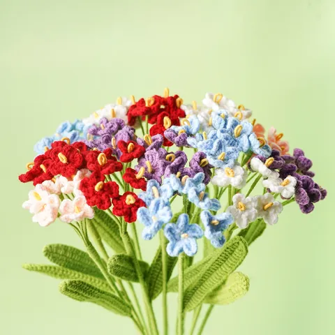 Handgemaakte Gehaakte Vergeet-mij-nietjes Wolkuns Hortensia Kunstbloem Enkele Stam Voor Huisdecoratie Feestelijk Cadeau Pastorale Stijl