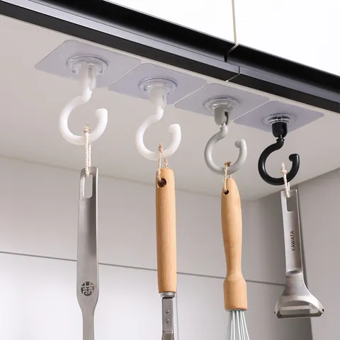 Gancio da Soffitto Girevole a 360 Gradi Forte Gancio Adesivo a Parete Multiuso Cucina Bagno Guardaroba Senza Foro Gancio per Casa