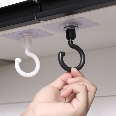 Gancio da Soffitto Girevole a 360 Gradi Forte Gancio Adesivo a Parete Multiuso Cucina Bagno Guardaroba Senza Foro Gancio per Casa