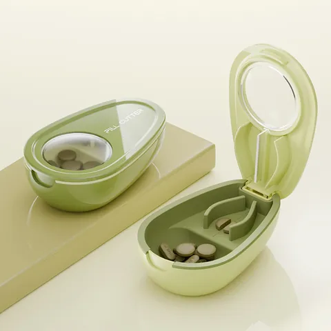 Tragbarer Avocado Pillenschneider Metallklinge Kleiner Spender Reisen Haushalt Staubdicht Versiegelte Kunststoff Aufbewahrungsbox Wöchentlicher Medikamententeiler